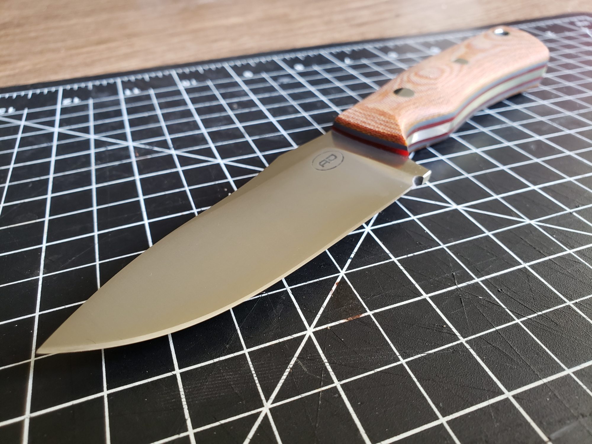 DP35 natural micarta / red / grey liners AD Knives